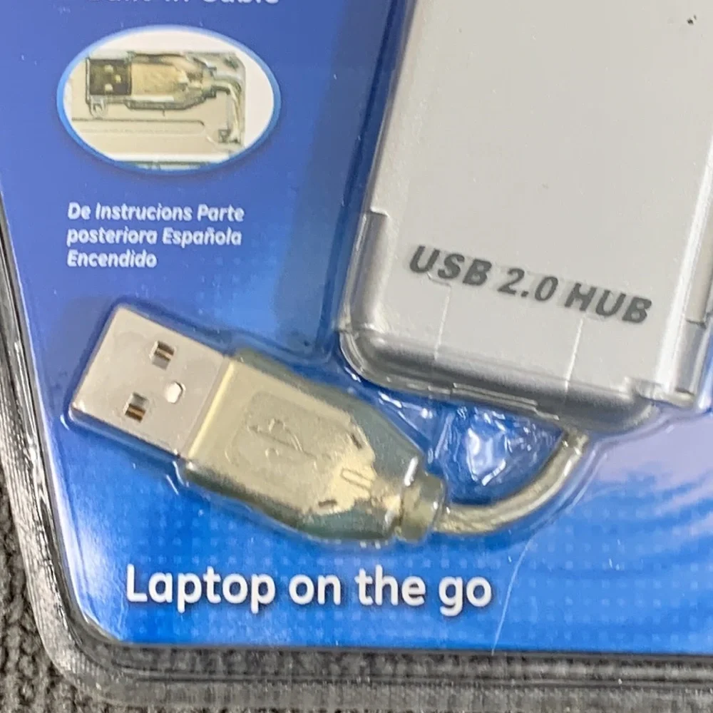 GE High Speed USB 2.0 4-Port Hub Built in Cable #98751 New Factory Sealed